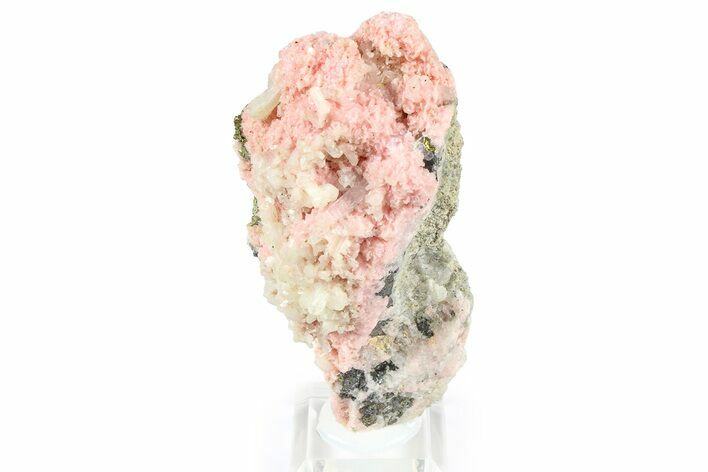 Sparkling Stilbite Crystals on Rhodochrosite Rosettes - Bulgaria #368699